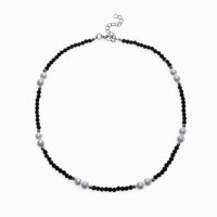 Бусы &laquo;Бисер&raquo; бусина №8, чёрно-белый в серебре, 40 см