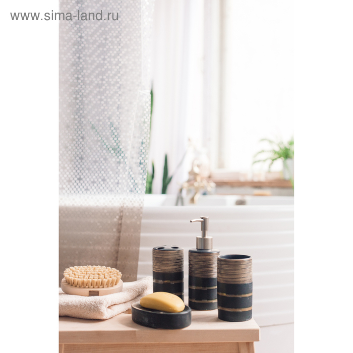 Набор аксессуаров для ванной комнаты Доляна &laquo;Классика&raquo;, 4 предмета (дозатор 300 мл, мыльница, 2 стакана), цвет чёрный