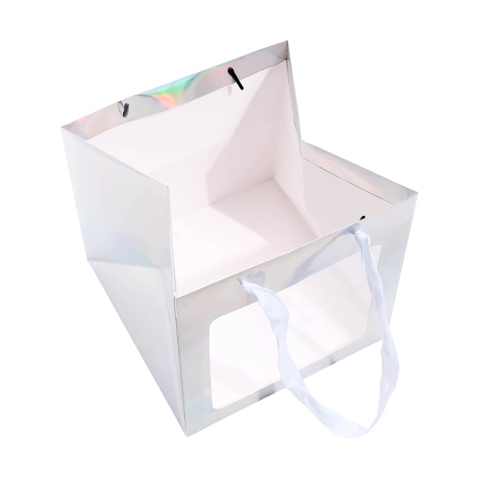 Пакет для торта с квадратным дном и окном, голографический, 20 х 20 х 20 см