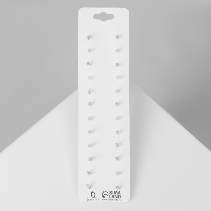 Пусеты 12 пар One year, цветочное ассорти, цвет бело-розовый в золоте