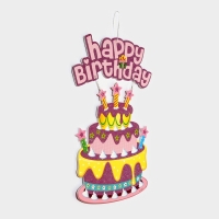 Декоративное украшение (подвеска) "Happy Birthday" 42х26 см, цв. розовый