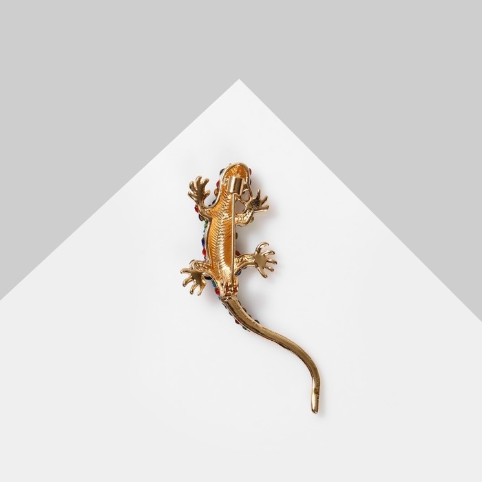 Брошь &laquo;Ящерица&raquo;, цветная в золоте