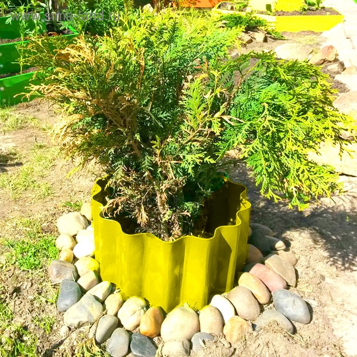 Ограждение для клумбы, 110 &times; 24 см, жёлтое, &laquo;Волна&raquo;, Greengo