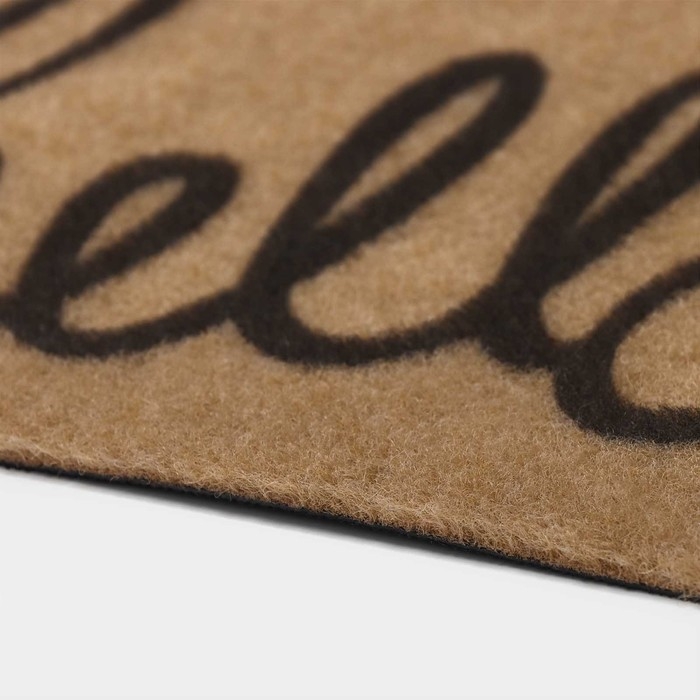 Коврик придверный Доляна Hello, без окантовки, 40&times;60 см, цвет бежевый