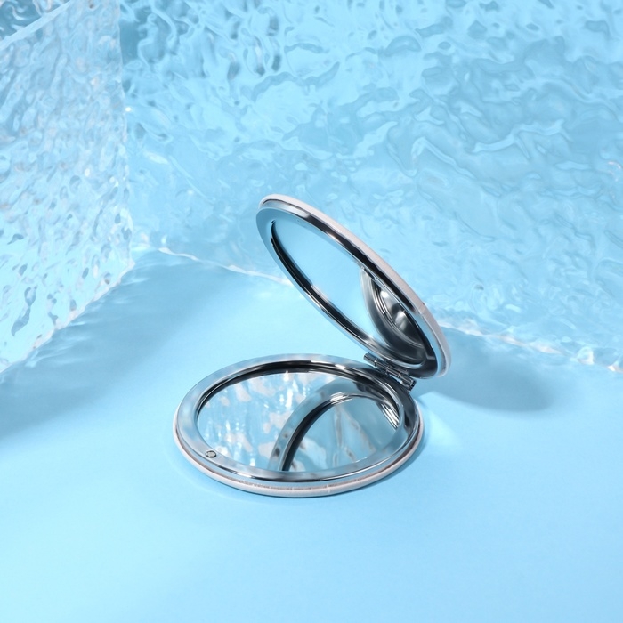 Зеркало складное &laquo;CUTIE&raquo;, d = 7 см, с увеличением, искусственная кожа, цвет бежевый