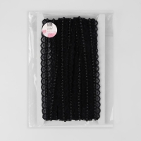 Рюш кружевной, с бусинами, 17 мм, 4,5 &plusmn; 0,5 м, цвет чёрный