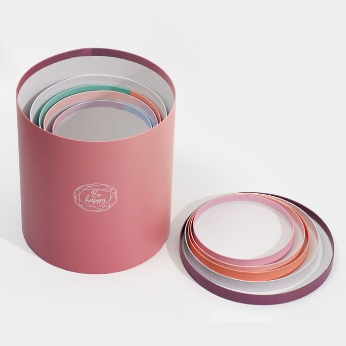 Набор круглых коробок 5 в 1, упаковка подарочная, &laquo;Пантон 08&raquo;, 23 х 23 х 25 ‒ 15 х 15 х 15 см