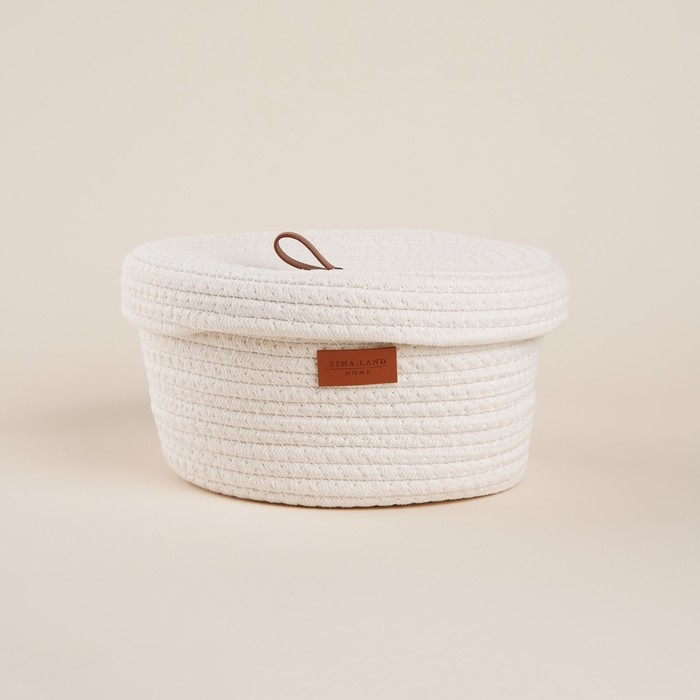 Корзина для хранения SL Home &laquo;Бэлл&raquo;, плетёная ручной работы, большая, 32&times;32&times;16 см, цвет белый