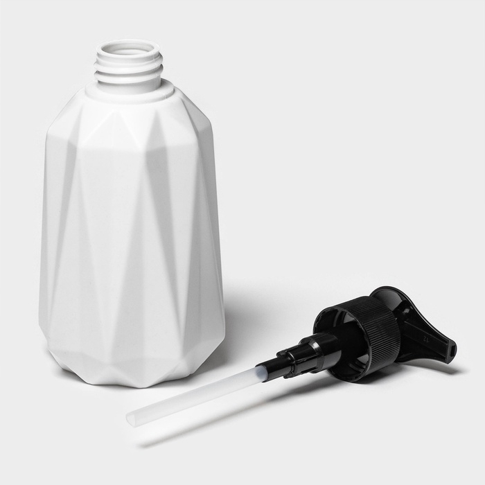 Дозатор для жидкого мыла &laquo;Грани&raquo;, пластик, 350 мл, 7,8&times;7,8&times;15,5 см, белый