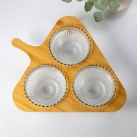 Набор салатников стеклянных на подставке &laquo;Ронда&raquo;, 350 мл, 37,5&times;32,5&times;7 см, 3 шт