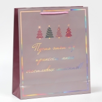 Пакет голографический вертикальный &laquo;Моменты&raquo;, 26 х 32 х 9 см, Новый год