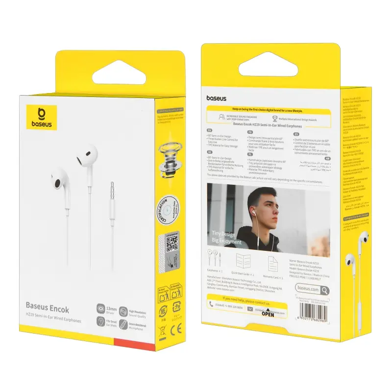 Проводные наушники Baseus 3,5 мм HZ19 Moon White A00182301213-00