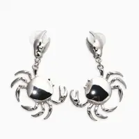 Серьги "Краб", цвет серебро