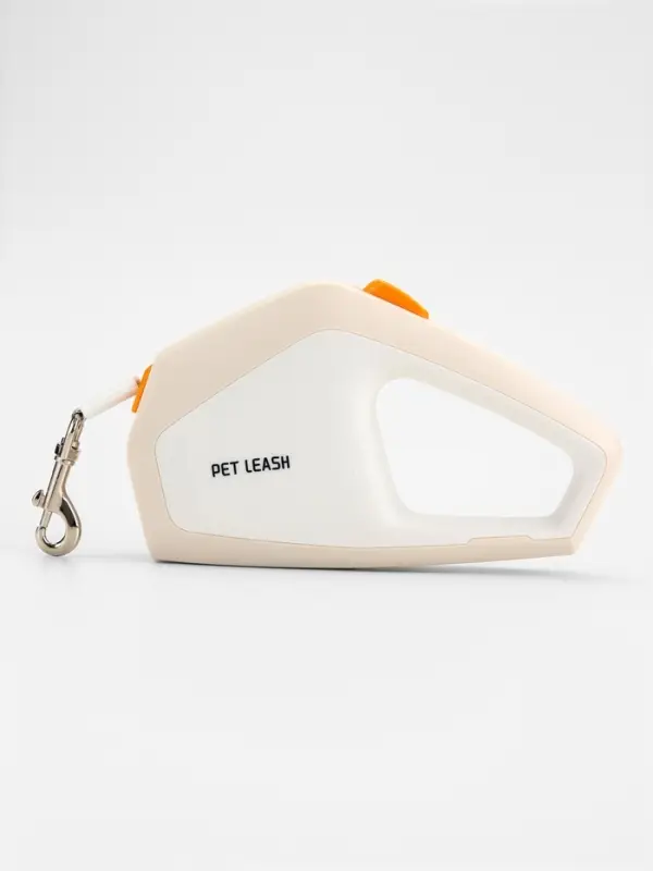 Рулетка - поводок для собак, лента 3 метра, белая/бежевая