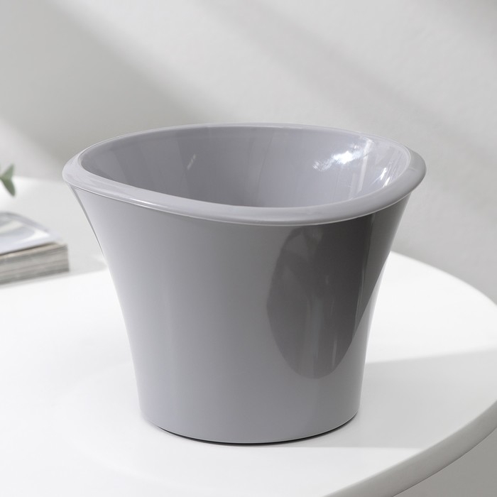 Кашпо для цветов со вставкой &laquo;Лагуна&raquo;, 600 мл, d=13 см, h=9 см, цвет серый