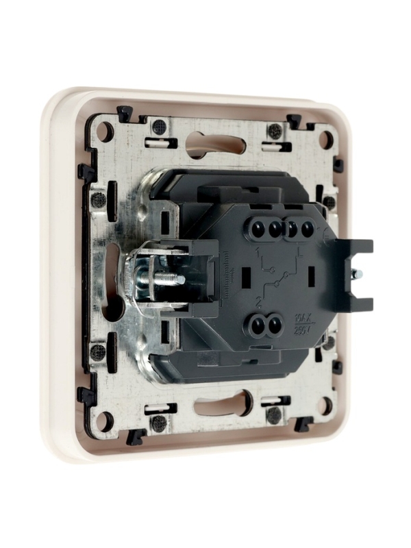 Выключатель проходной, серия "Circular", 10 А, 1 кл., скрытый, белый, серебристая рамка