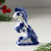 Сувенир Лошадь цирковая малая, 8,5х6,5 см, гжель