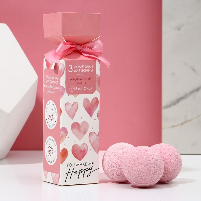 Набор бомбочки для ванны ЧИСТОЕ СЧАСТЬЕ &laquo;14 Февраля&raquo;, 3х40 г