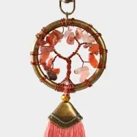 Брелок ловец снов "Великое древо" 19 см, цв. розовый