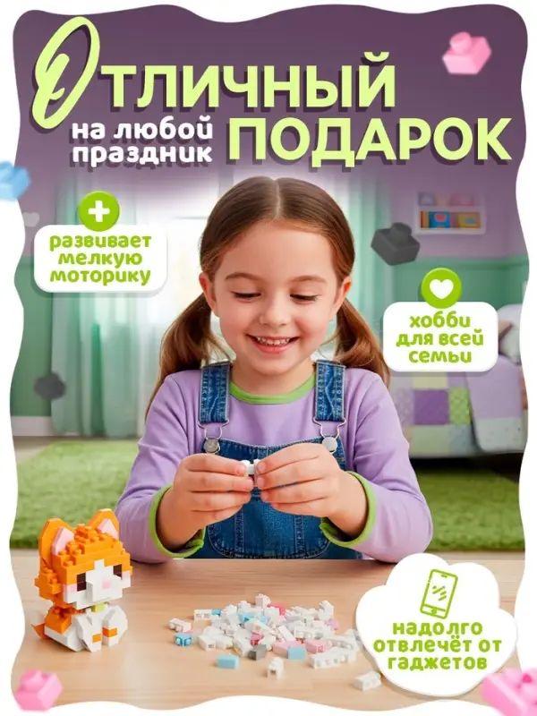UNICON Конструктор "MiniBlocks", 2 в 1, котик и собачка, 229 деталей