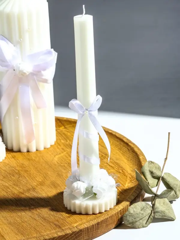 Свечи свадебные "Большая любовь" набор 3 шт (20,5 см + 2 шт по 22 см), белый