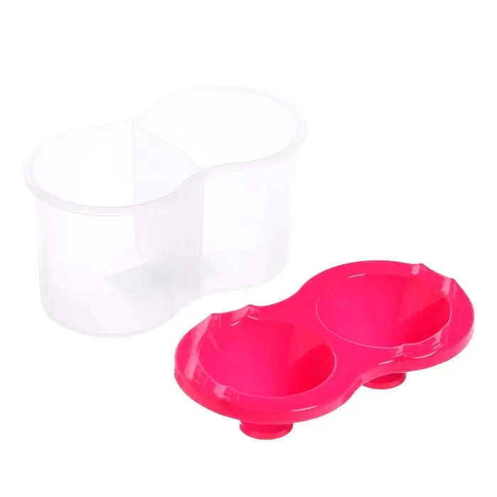 Стакан - непроливайка для рисования двойной Calligrata, 150 мл &times;2, с держателем для кистей, розовый