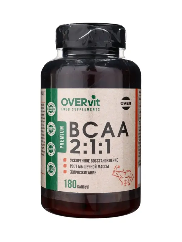 Комплексная добавка к пище BCAA 2:1:1 OVERvit, 180 капсул