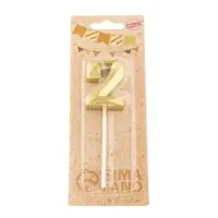 Свеча в торт на шпажке &laquo;Алмаз&raquo;, цифра 2, золотая, 5 см