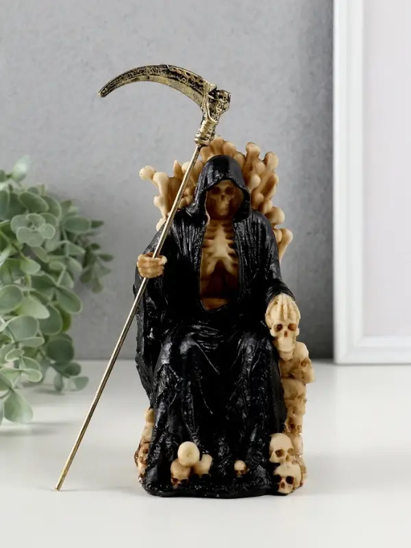 Сувенир полистоун "Скелет на троне с косой" 9х9х16,7 см