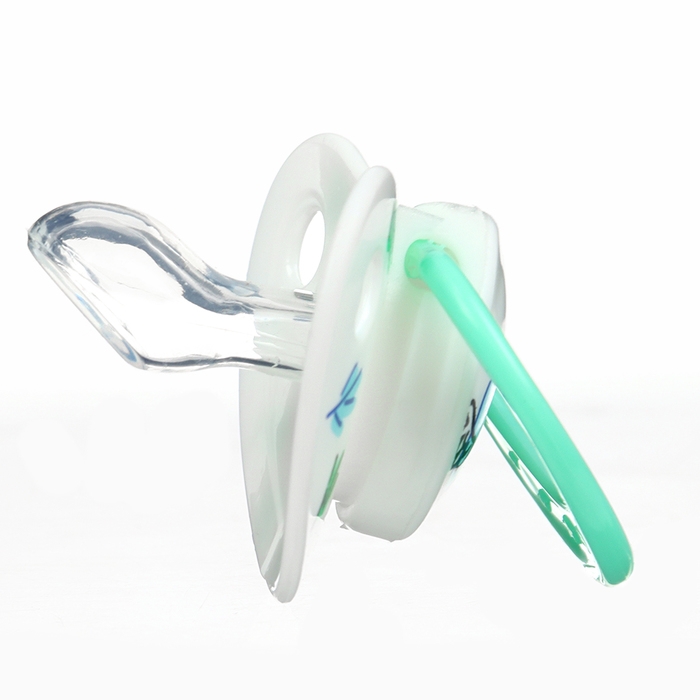 Набор: Соска - пустышка с держателем &laquo;Птички&raquo;, ортодонтическая, +6 мес, цвет зеленый