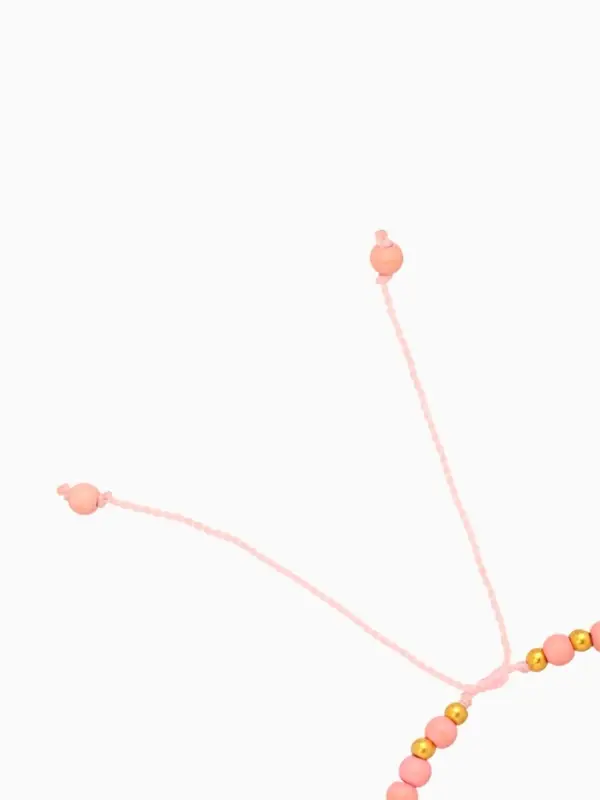 Браслет "Моана" камень пирит, длина 16 см, цв. розовый