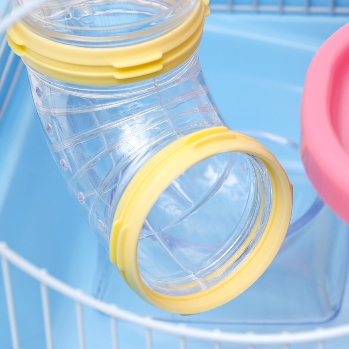 Клетка для грызунов "Пижон", укомплектованная с туннелем, 37 х 27 х 30 см, синий