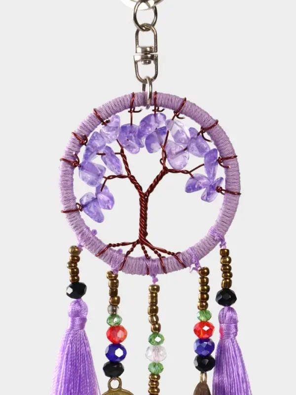 Брелок ловец снов "Древо" 19 см, цв. сиреневый