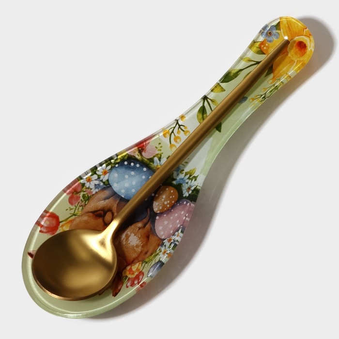 Подставка стеклянная под ложку Доляна &laquo;Акварель&raquo;, 23,5&times;8,3&times;1,5 см