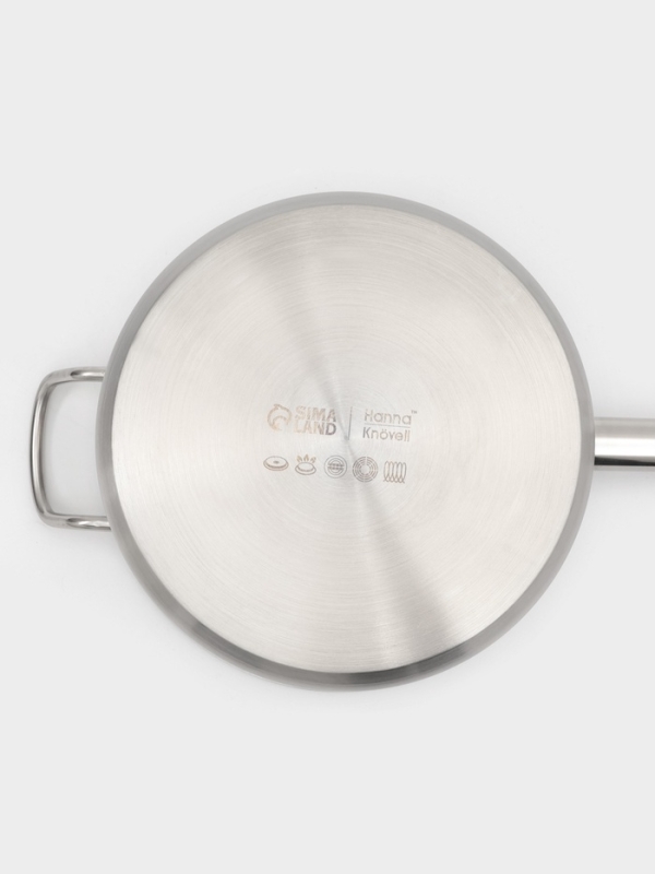 Ковш 6,3 л, d=24, h=14 см, с крышкой, толщина стенки 0,8 мм, индукция, две ручки