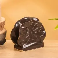 Салфетница "Цветок" керамика, цв. коричневый, 12х5х10 см