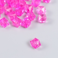 Бусины пластик "Кристалл многогранник. Фуксия" прозрачный набор 20 гр 1х1х1 см