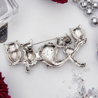 Брошь &laquo;Совиная ветвь&raquo;, цветная в черненом серебре