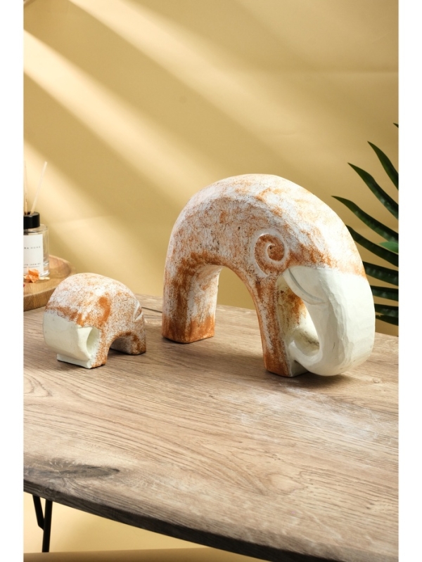 Сувенирный набор "Слониха со слоненком" дерево Албезия, 24х5х18 см, бело-коричневый