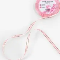 Лента атласная, с золотым люрексом, 6 мм, 23&plusmn;1 м, розовая №04