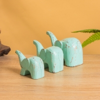 Сувенирный набор &laquo;Милые слоники&raquo;, 12 см, 10 см, 9 см, дерево, бирюзовый