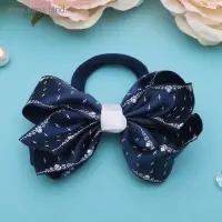 Резинка для волос &laquo;Школьница&raquo;, бант узорный контур, 7 см, синяя