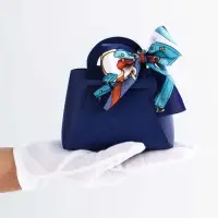 Кожанная подарочная сумочка 13 х12 х 5,5 см глубокий синий