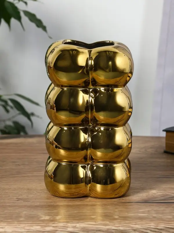 Ваза керамика настольная "Дайзи" шарики, h=20х11, d=7 см, золото