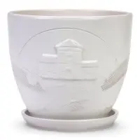 Горшок цветочный с поддоном 5 л, d122/h19,5 см белый керамика, "Голландия" (М)