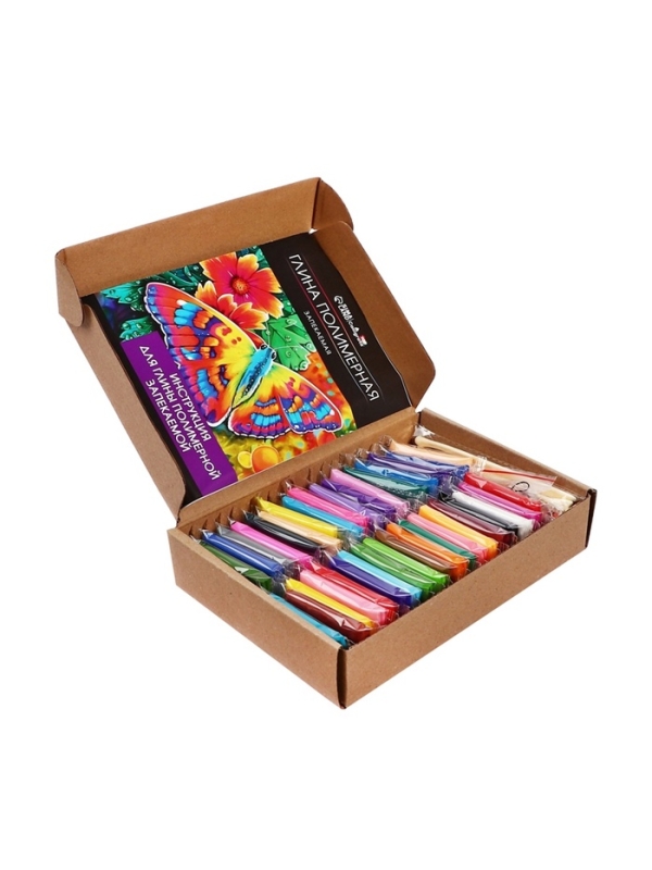 Набор глина полимерная запекаемая, 36 цветов по 20 г, с аксессуарами, в гофрокоробе