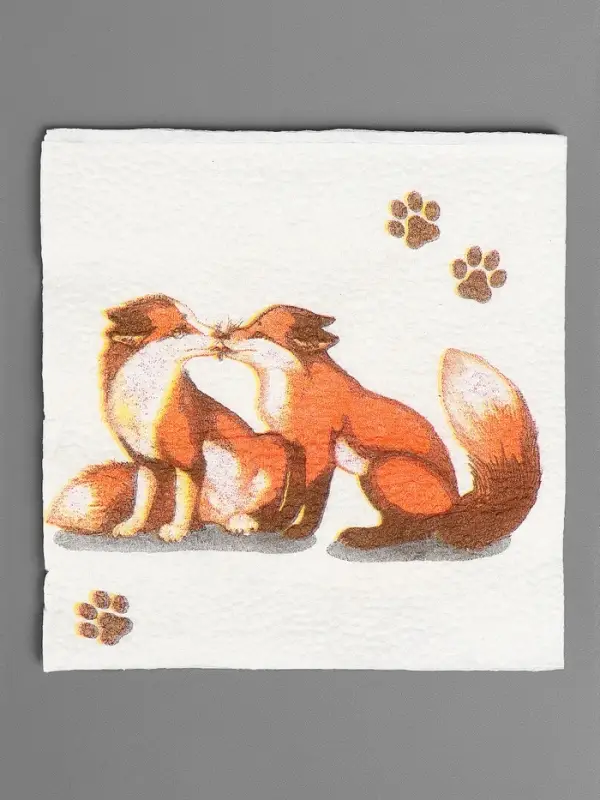 Салфетки бумажные Гармония цвета многоцветие "Лисички", 24*24 см 50 листов