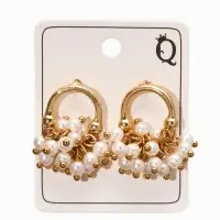 Серьги жемчуг &laquo;Виноград&raquo;, белые в золоте