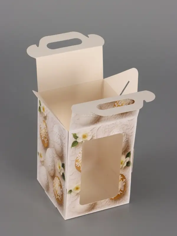 Пасхальная коробочка с окном и с ручкой 10 х 10 х 15 см