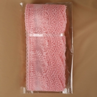 Кружево на сетке, 95 мм &times; 11 &plusmn; 1 м, цвет нежно-розовый